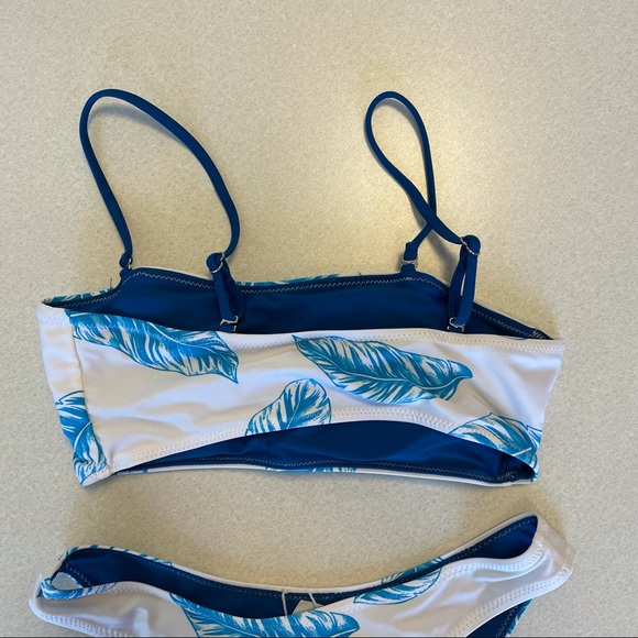 Cupshe Blue Feather Bandeau High Leg Bikini XS - Picture 9 of 13
